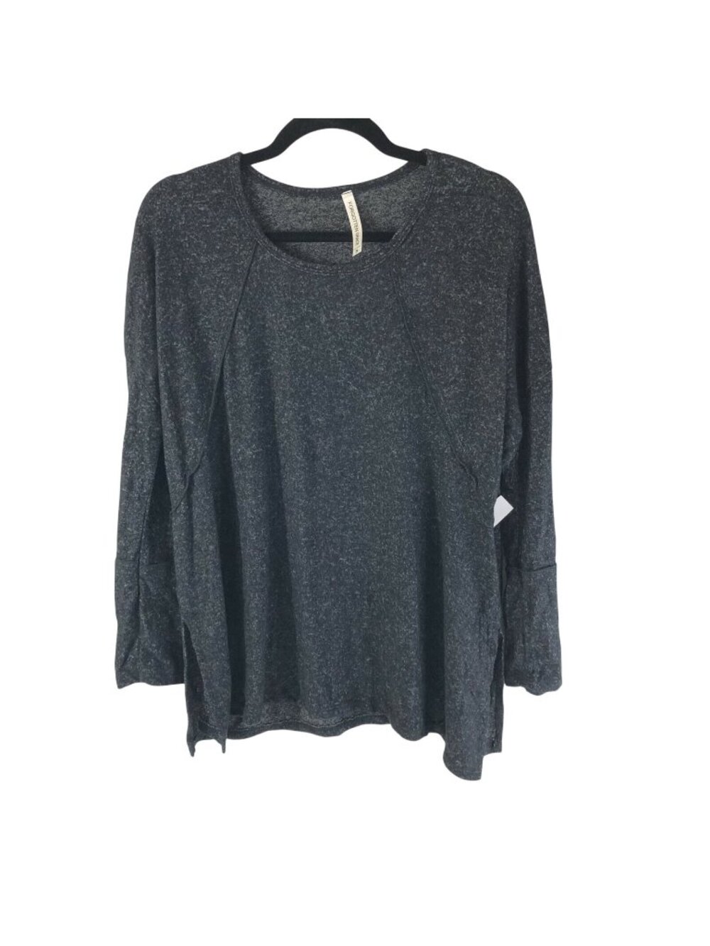 Forgotten Grace Womens Top Knit Stretch Side Slit Scoop Neck Soft Gray Size S